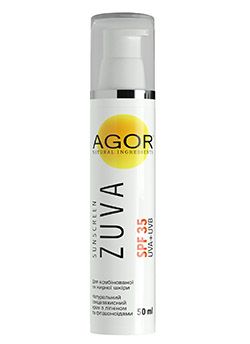 Сонцезахисний крем для комбінованої і жирної шкіри ZUVA з  SPF 35 фільтром, Agor, 50 мл